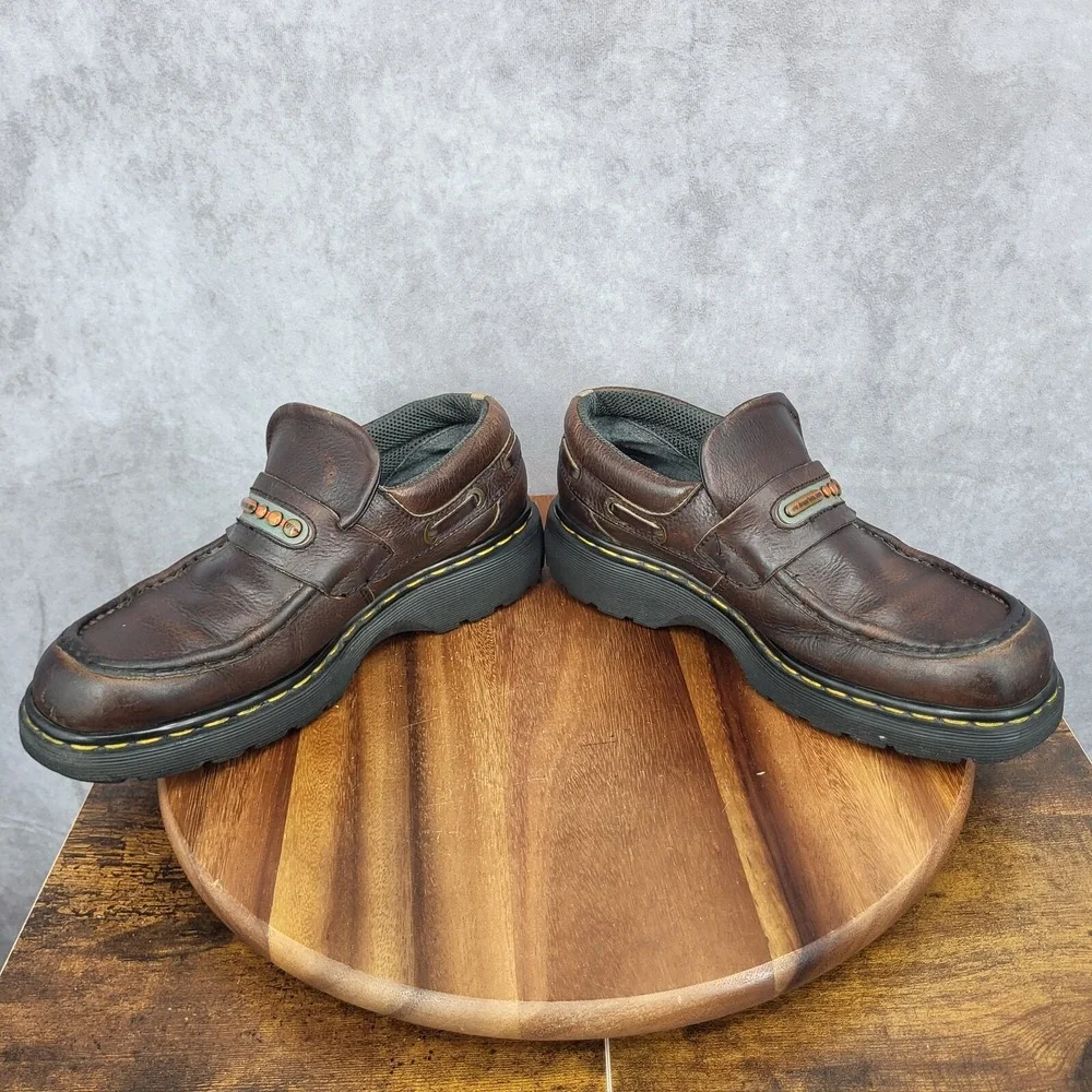 Dr. Martens‎ Loafers Mens 8 Brown Leather Slip On Casual Boat Shoes 9524 England